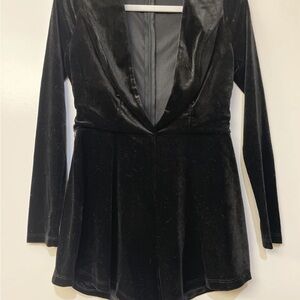 Tobi Black Velvet Jumpsuit